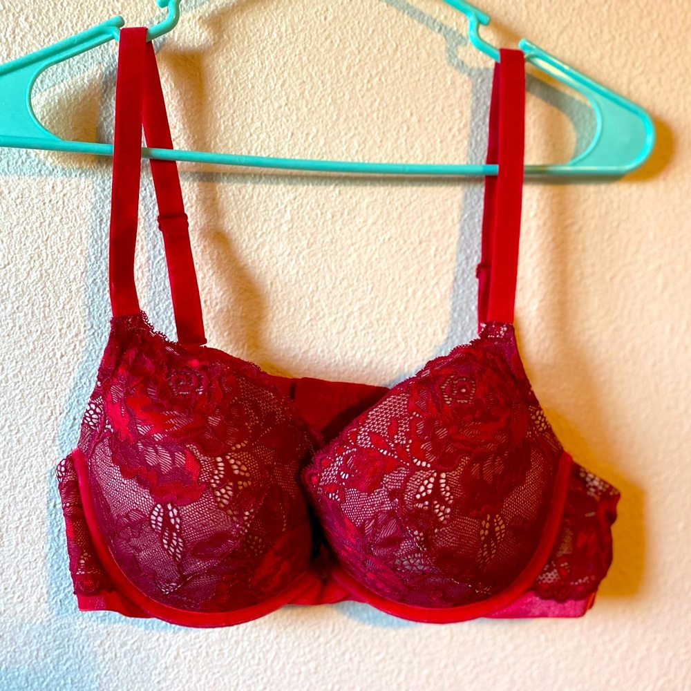 Torrid Red Lace Push-up Plunge Bra